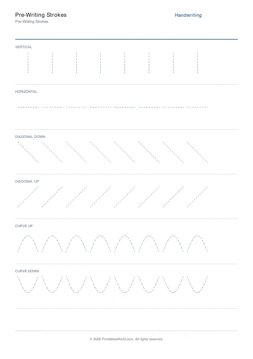 Free printable pre-writing strokes — With labels — PDF download