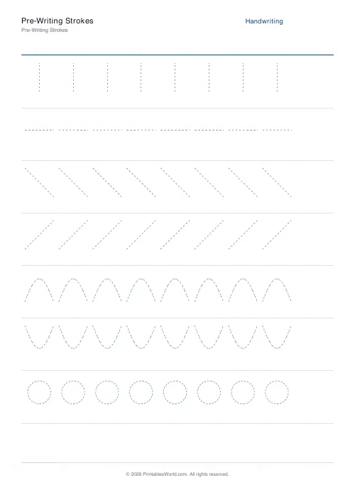 Free printable pre-writing strokes — No labels — PDF download