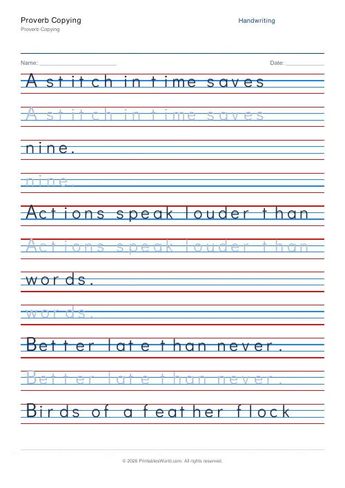 Free printable handwriting practice — Didact Gothic (print) — PDF download