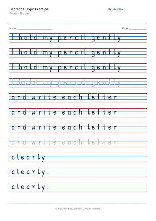 Free printable handwriting practice (Patrick Hand), PDF download