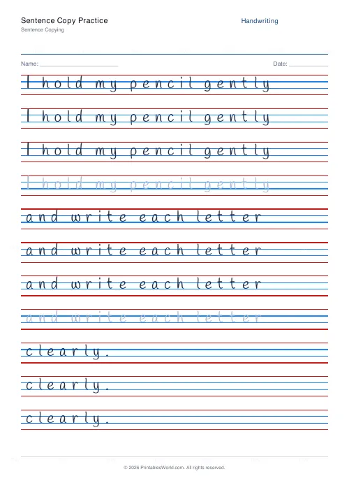 Free printable handwriting practice (Handlee), PDF download