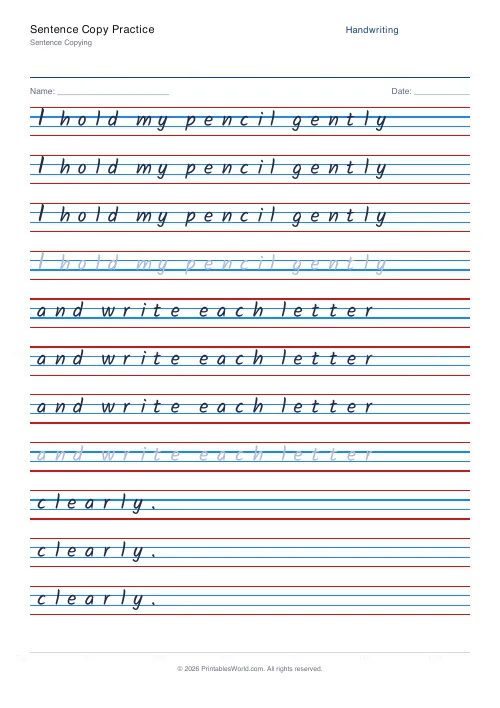 Free printable handwriting practice (Kalam), PDF download