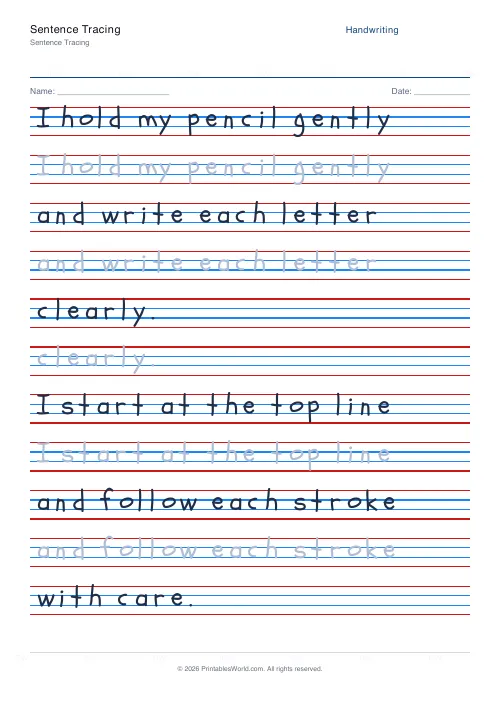 Free printable handwriting practice — Schoolbell — PDF download