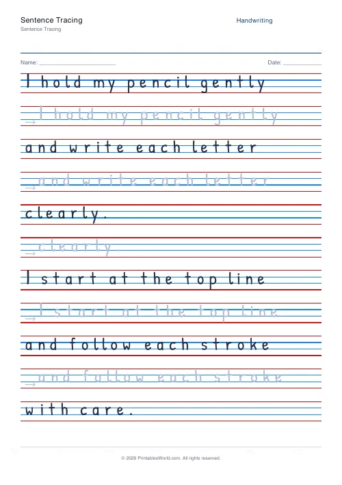 Free printable handwriting practice — Stroke arrows — PDF download