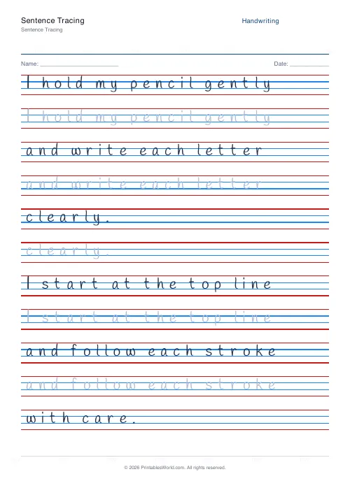 Free printable handwriting practice — Handlee — PDF download