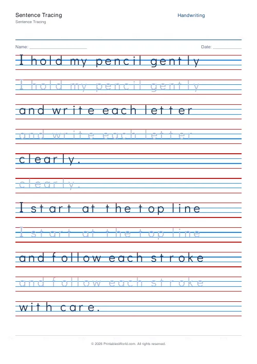 Free printable handwriting practice — Didact Gothic (print) — PDF download