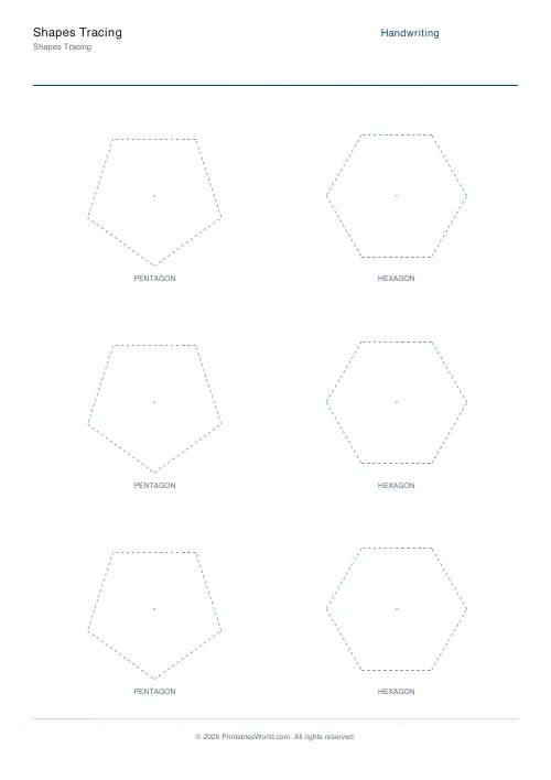 Free printable shape tracing — Polygons — PDF download