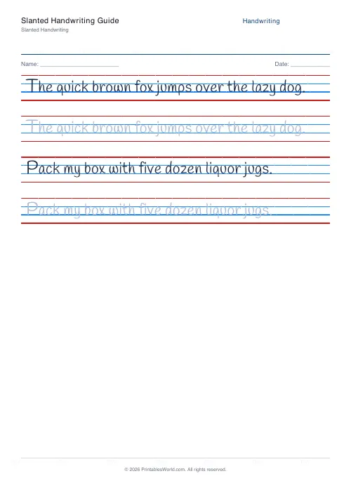 Free printable handwriting practice — Handlee — PDF download