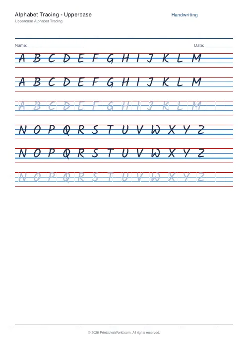 Free printable handwriting practice (Kalam), PDF download