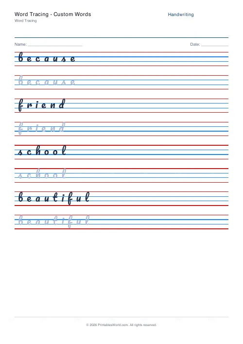 Free printable handwriting practice (Pacifico (cursive)), PDF download
