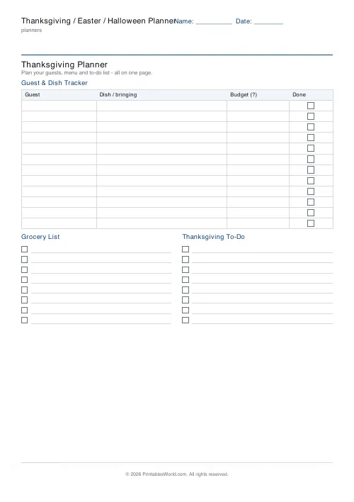 Free printable holiday planner pack — € EUR — PDF download