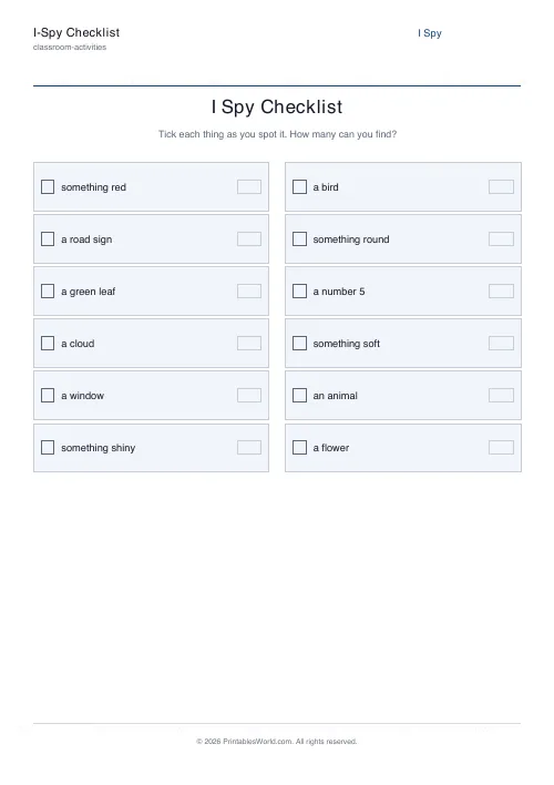 Free printable i-spy checklist — PDF download