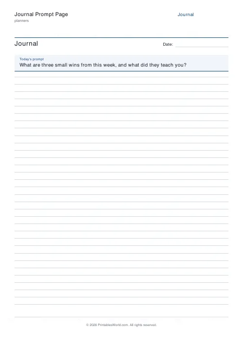 Free printable journal prompt page — Narrow lines — PDF download