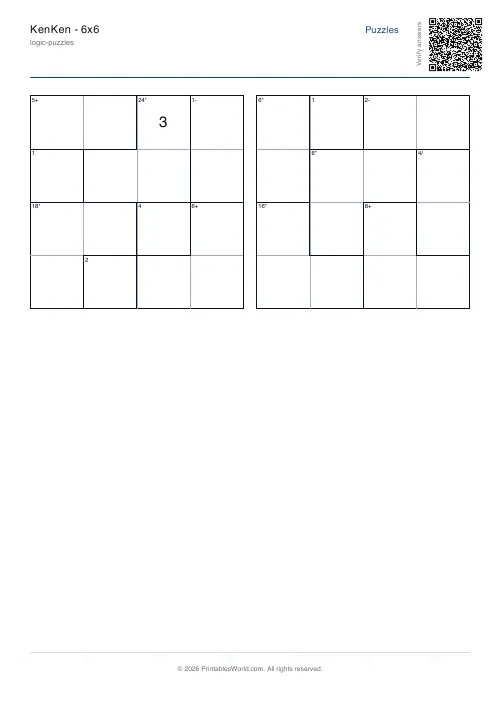 Free printable kenken puzzle — 4x4 — PDF download