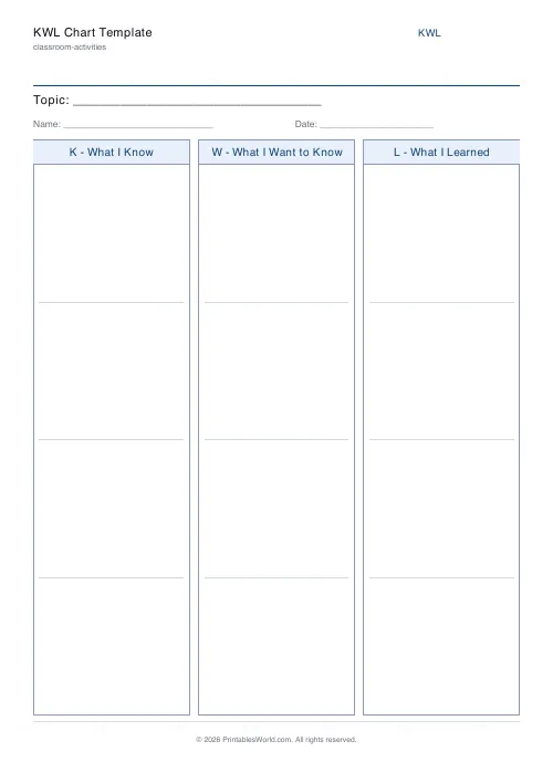 Free printable kwl chart — 4 — PDF download