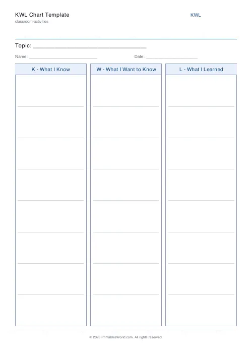 Free printable kwl chart — 8 — PDF download