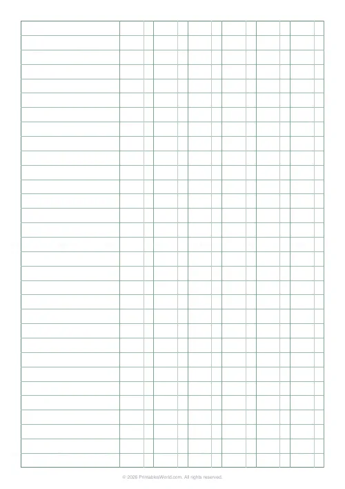 Free printable accounting ledger paper (6 columns), PDF download