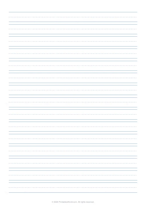 Free printable lined paper (Primary (three-line)), PDF download