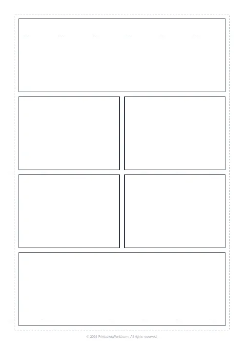 Free printable manga panel page (Action 4-row (1/2/2/1)), PDF download