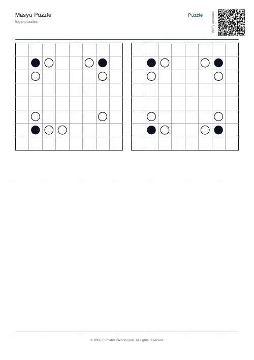 Free printable masyu loop puzzle (8x8), PDF download