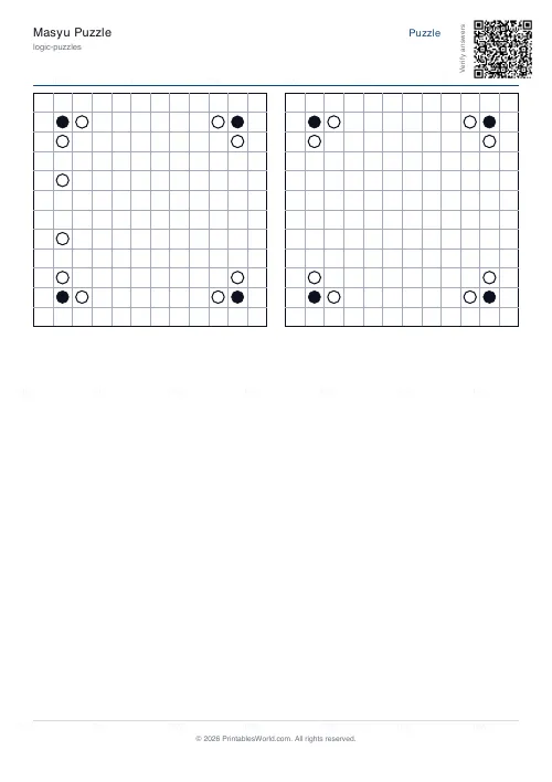 Free printable masyu loop puzzle (12x12), PDF download