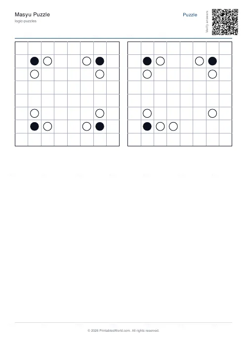 Free printable masyu loop puzzle (8x8, with answer key), PDF download