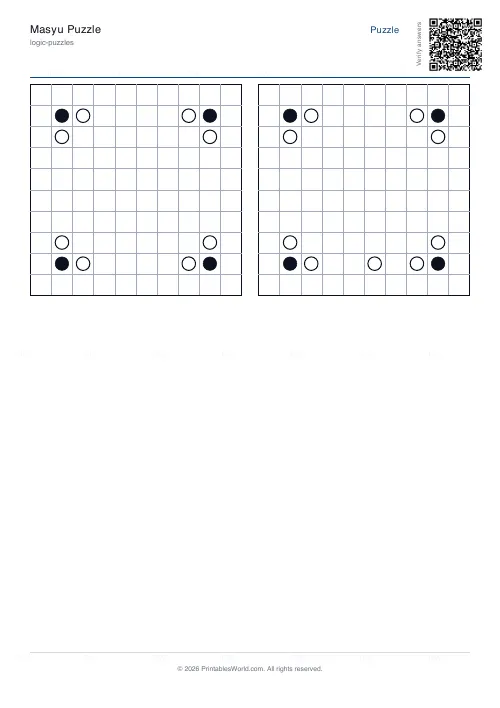 Free printable masyu loop puzzle (10x10, with answer key), PDF download