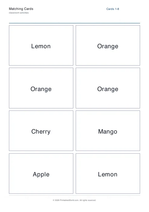 Free printable matching card deck — 3 — PDF download