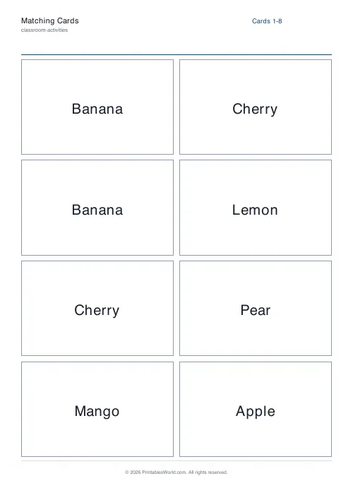 Free printable matching card deck — 4 — PDF download