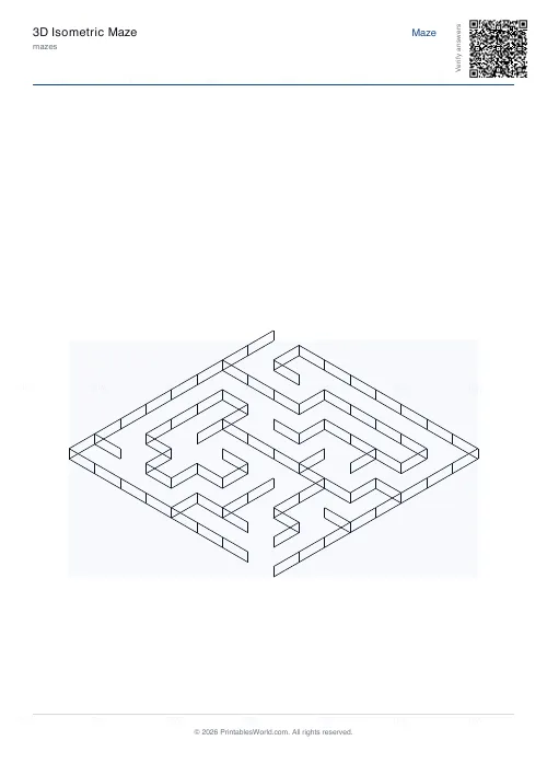 Free printable 3D isometric maze (8×8), PDF download