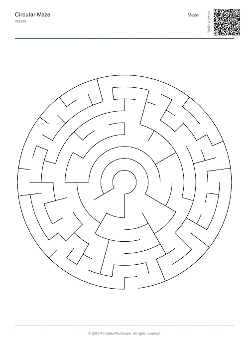 Free printable circular maze — 9, with answer key — PDF download