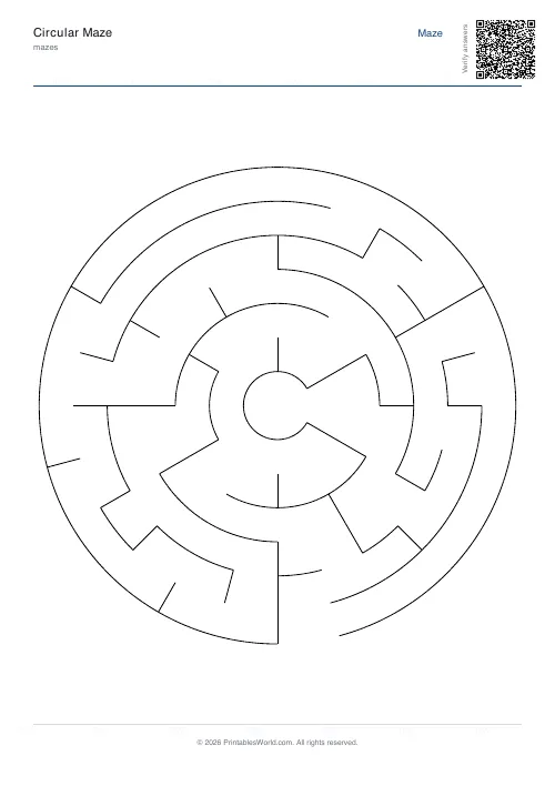 Free printable circular maze — Easy, with answer key — PDF download