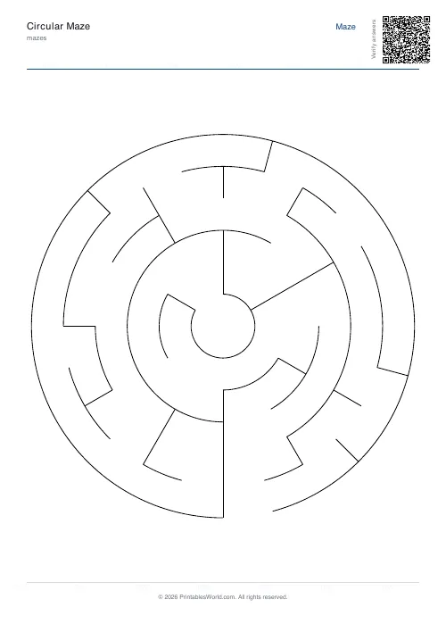 Free printable circular maze — 6 — PDF download