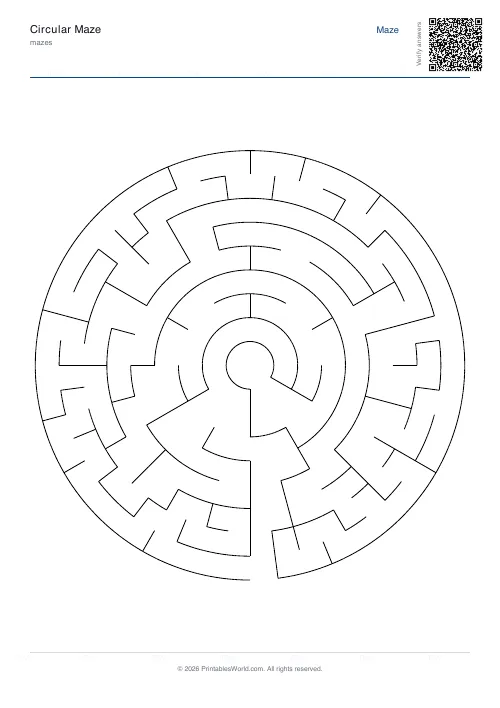 Free printable circular maze — 9 — PDF download