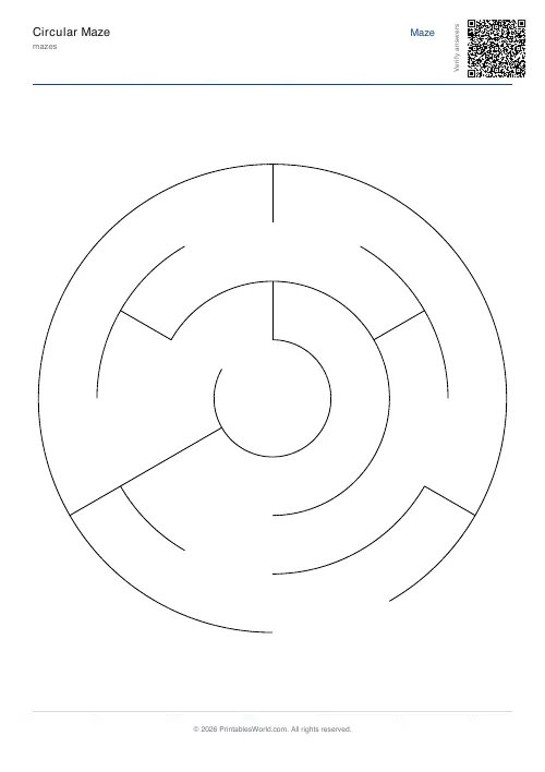 Free printable circular maze — 4, with answer key — PDF download
