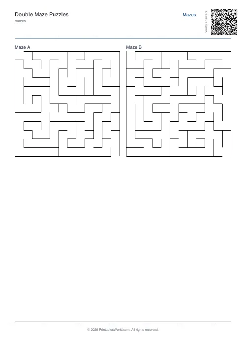 Free printable double maze — 12×12 — PDF download