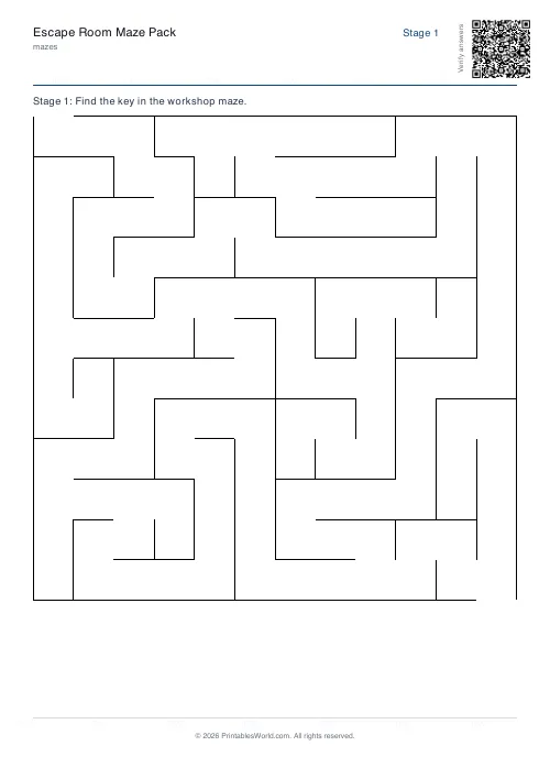 Free printable escape room maze — Set 2, with answer key — PDF download