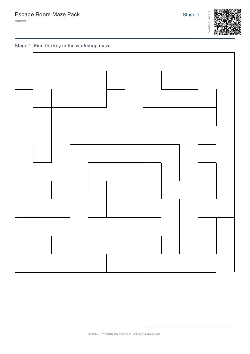Free printable escape room maze — Set 3, with answer key — PDF download
