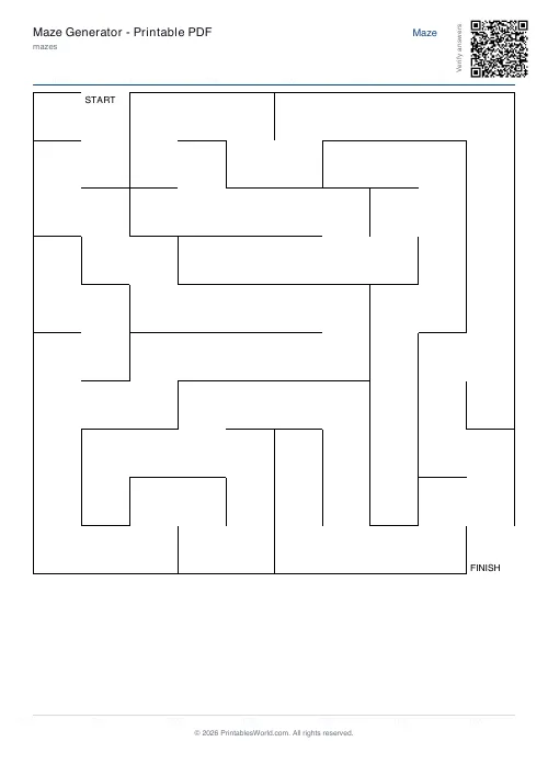 Free printable maze — 10×10 — PDF download