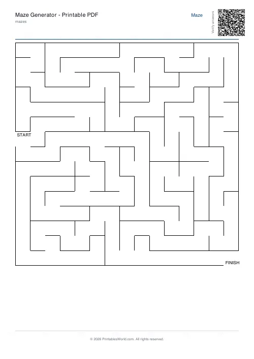 Free printable maze — Easy, with answer key — PDF download