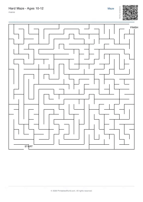 Free printable maze — Hard — PDF download