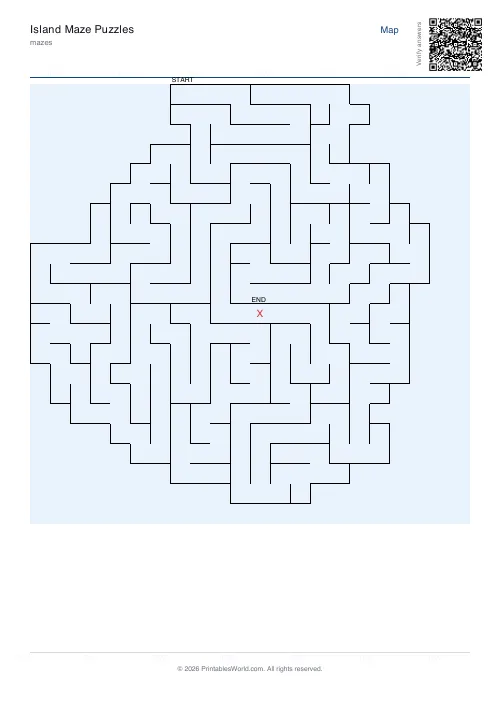 Free printable island maze — 22×22 — PDF download