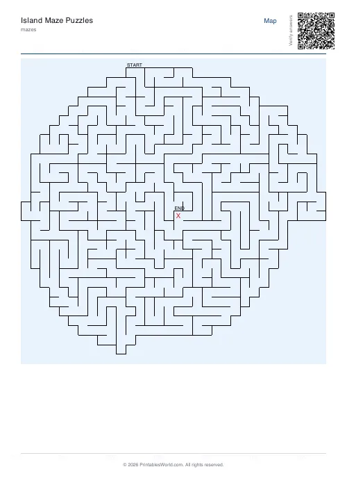 Free printable island maze — 32×32 — PDF download