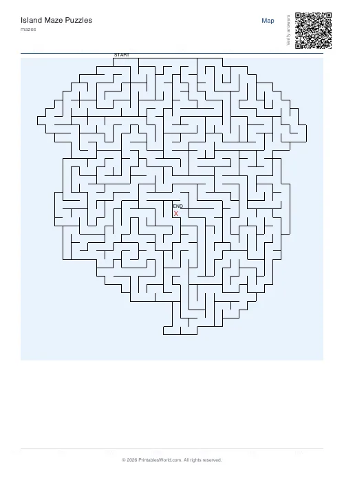 Free printable island maze — 36×36, with answer key — PDF download