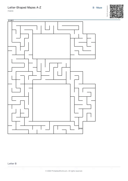 Free printable letter maze — B, with answer key — PDF download
