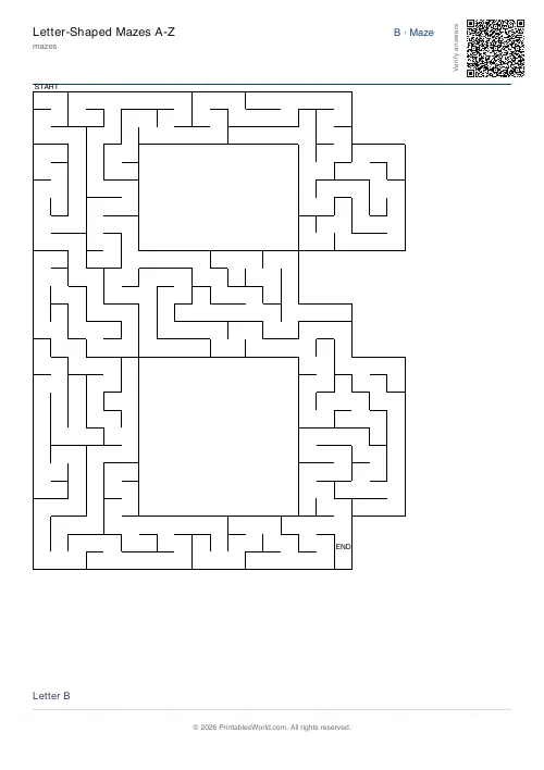 Free printable letter maze — B — PDF download