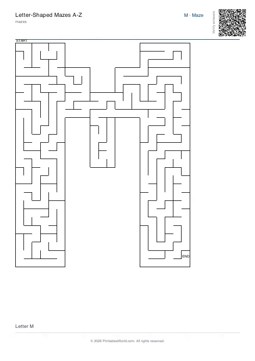 Free printable letter maze — M — PDF download