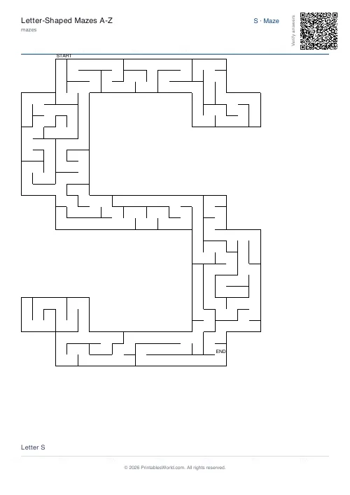 Free printable letter maze — S — PDF download