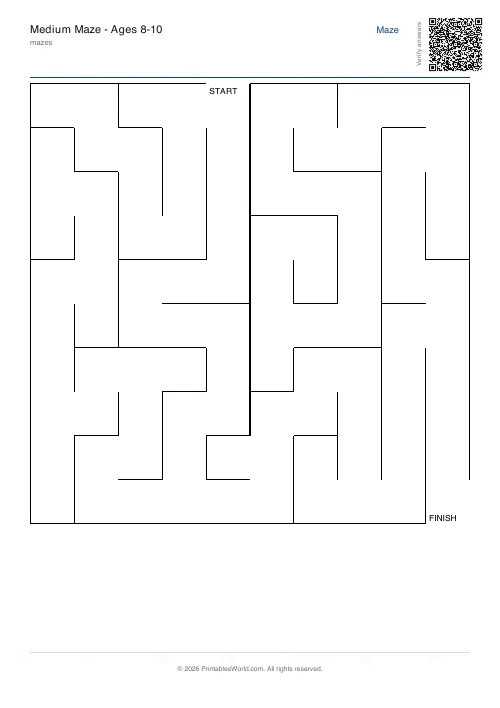Free printable maze — 10×10 — PDF download