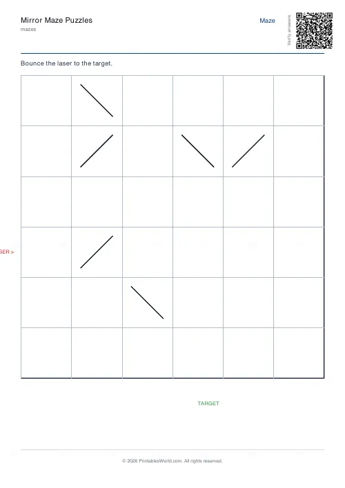Free printable mirror maze (6×6), PDF download